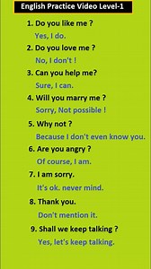 English Conversation Practice for Beginners to advanced level -1 || Asking questions in English Daily use English words to develop vocabulary /Do you love me? / do you like me? Spoken English Class How to Speak Fluent English Like a Native Speaker With the help of this English speaking video you will be able to speak English fluently and confidently. #dailylenglish #englishtips #englishforkids #englishstudy #LanguageLearning | Learn English