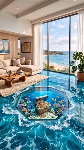 3D Ocean Epoxy Floor Secret Aquarium Pirate Treasure #3doceanfloor