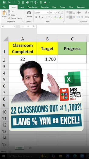 Nakakatawa pero totoo… 22 classrooms out of 1,700 target?! 😱 Excel tutorial pero may kurot 😅 #ExcelTips #ExcelHacks #ExcelTutorials | DieT