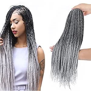 Crochet Box Braids Hair 7 Packs 14 Inch Pre Looped Goddess Box Braids Crochet Hair for Black Women(14 inch, TGRAY)