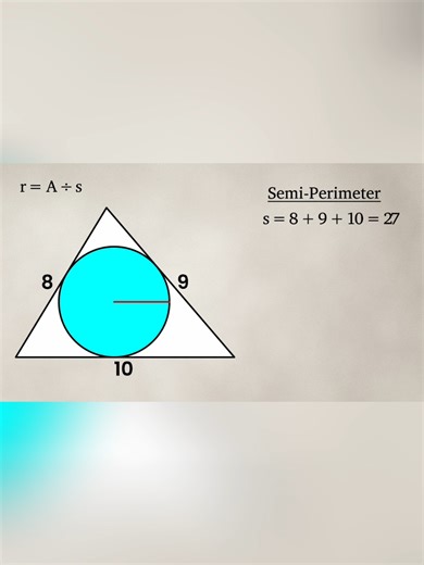 Find the inradius of the circle in this Geometry Problem | Heron's Formula #geometry #heronsformula #inradius #mathproblem #mathematics #mensuration