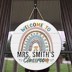 Personalized Teacher Signs for Classroom, Teacher Appreciation Gifts,Teacher Door Signs, Classroom Decorations for Math Teachers
