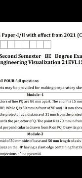Engineering Visualization Model question paper set-1 VTU 2021- scheme