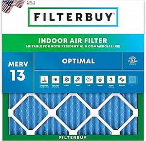 Filterbuy 17x17x1 Air Filter MERV 13 Optimal Smoke & Allergy Defense (1-Pack), Electrostatic Pleated HVAC AC Furnace Filters Replacement, Made in USA (Actual Size: 17.00 x 17.00 x 0.75)