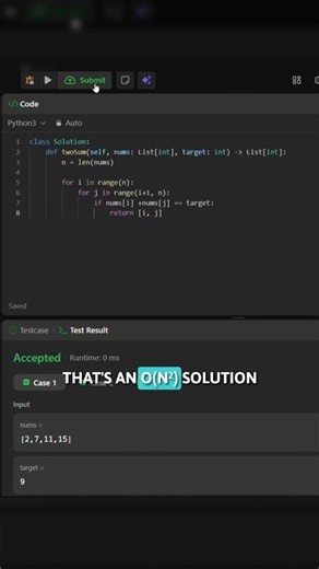 Two Sum | Brute Force to Optimized Solution | Leetcode Problems #python #coding #leetcode