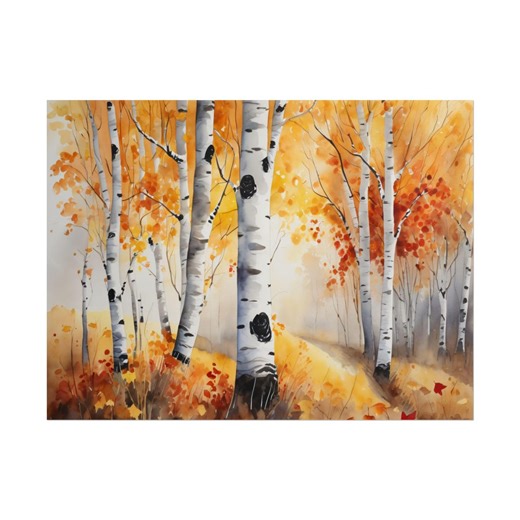 Fall Aspen Birch Tree Watercolor Art Print, Colorado Autumn Forest Painting, Fall Landscape Wall Art, Rustic Nature Decor, Tree Gift - Etsy