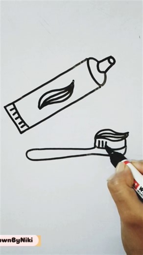 🪥 Easy Toothbrush and Toothpaste Drawing | Simple Daily Object Drawing for Beginners