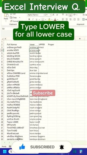 MS Excel Use of Lower Upper Proper Function Excel Interview Question #shorts #exceltricks