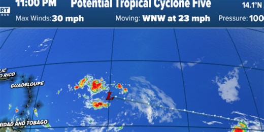 Potential Tropical Cyclone Five is likely to become a hurricane in the Atlantic