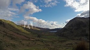 Time lapse of Llyn Gwynant in Snowdonia National Park Gwynedd North Wales