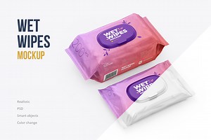 Wet Wipes Mockup, large and small, a Packaging Mockup by easymock