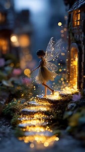 6.7K views · 3.5K reactions | ✨ A tiny fairy wandered through the glowing village tonight… leaving a little trail of light everywhere she stepped. It felt like a dream you never want to wake up from — soft, warm, and full of magic.栗‍♀️ What do you think of this little fairy world? What kind of fantasy scenes do you want me to create next? #fantasyworld #fairycore #magicaesthetic | Emily's Land Ana Rotaru | Facebook