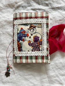 Handmade Fabric Junk Journal | Vintage-inspired Christmas Journal With Beads, Lace, Ribbon Closure & Ephemera - Etsy