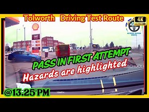 #Tolworth driving test @ 13.25pm // Hazards are highlighted // pass in first attempt //4K