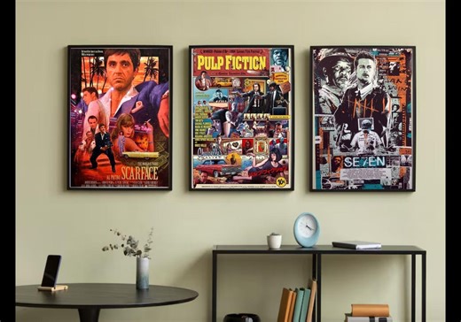 Pulp Fiction Scarface Se7en Poster Set of 3, Movie Wall Art, Vintage Film Poster Prints, Tarantino Crime Movie Decor, Aesthetic Cinema Gift - Etsy
