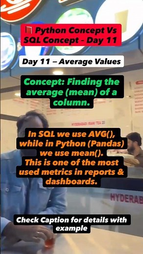 Day 11 — Average ValuesConcept: Finding the average (mean) of a column.check desc