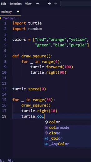 Turtle design in 10sec using Python #coding #codeprep #programming #trending #education