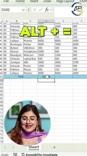 Stop Using SUM Formula! Use Alt + = in Excel #exceltips #exceltutorial #microsoftexcel #excel