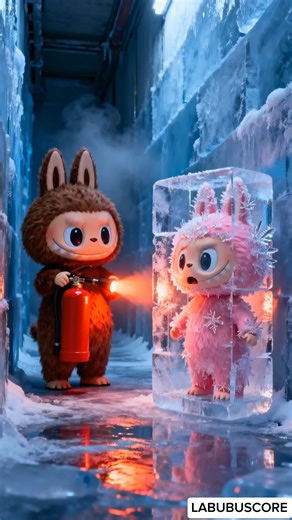 Labubu just wanted to help a frozen friend 😱🥶#shorts