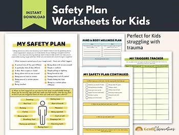 Safety Plan Worksheets for Kids, Trauma Therapy Worksheets
