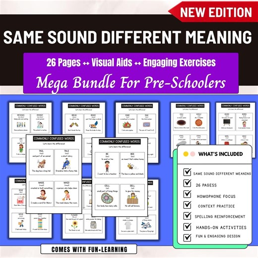 Homophones Worksheets for Kids,printable Homophone Practice Worksheet,first & Second Grade Language Arts Activities,english Vocabulary Print - Etsy