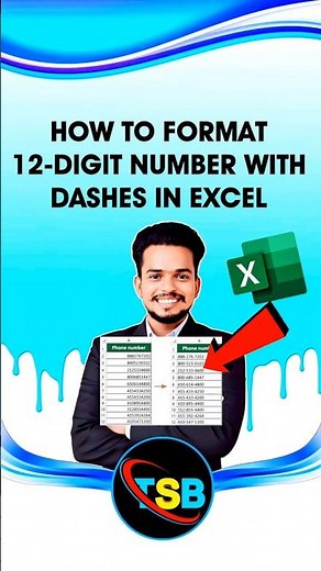 How To Format 12-DIGIT Number With Dashes In Excel #thesanbytes