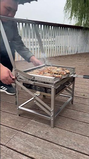 New rotating barbecue grill, made of stainless steel, the perfect tool for outdoor camping. #bbq