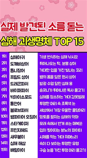실제 발견된 소름 돋는 심해 괴생명체 TOP 15 #shorts