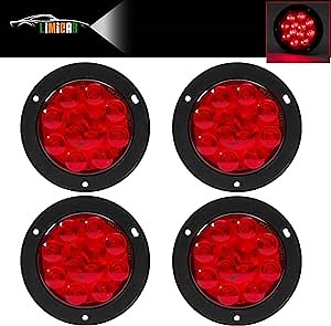 LIMICAR 4 Inch Trailer Lights, 4PCS LED Trailer Lights, 12 LED Stop Turn Signal Stop Brake Trailer Lights for Utility Trailer Tractor Truck Bus Lorries RV