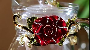 3D Butterfly Flower Tea Cup Set, Tea Set with Tea Pot, 4 Fancy Tea Cups with Lid and Spoon, Gift Box Package, Tea Sets for Women, Crystal Glass Tea Sets for Adults (Blue 12 oz)