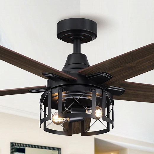 Reviews for Parrot Uncle 52 in. Indoor Industrial Reversible Blades Matte Black Ceiling Fan with Light Kit and Remote Control | Pg 1 - The Home Depot