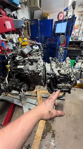 Easiest way to separate engine and transmission imo. #mechanic #mechaniclife #engineswap