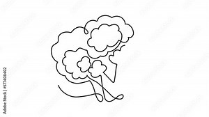 One line broccoli animation. Continuous fruits and vegetables video. Natural, healthy food for life and diets. Nutric products clip in sketch style.