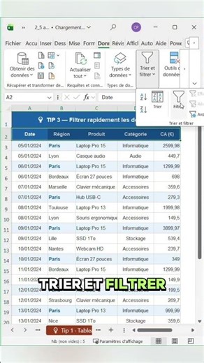 Quickly filter data in Excel