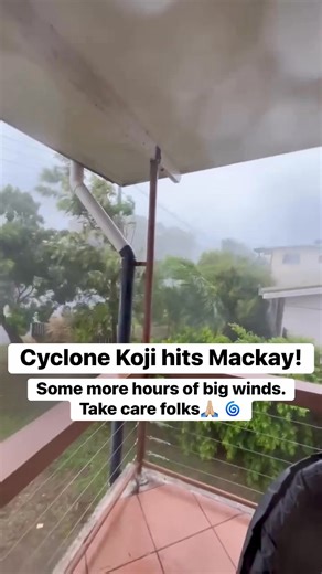 Some damaging and locally destructive winds are blowing across Mackay this morning, as cyclone Koji blows through. Expect many more hours of this severe weather, then a whole lot of rainfall afterwards. Stay safe folks. Not for media use! Sent in by Chris | CyclonesOZ