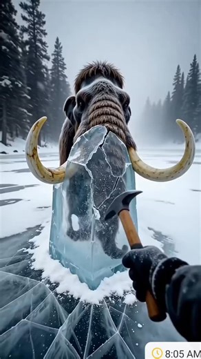 zhc1 | I Found a Frozen Mammoth in a Snowstorm… and Started Chipping It Open frozen mammoth, ice age discovery, ancient animal found, snowstorm... | Instagram
