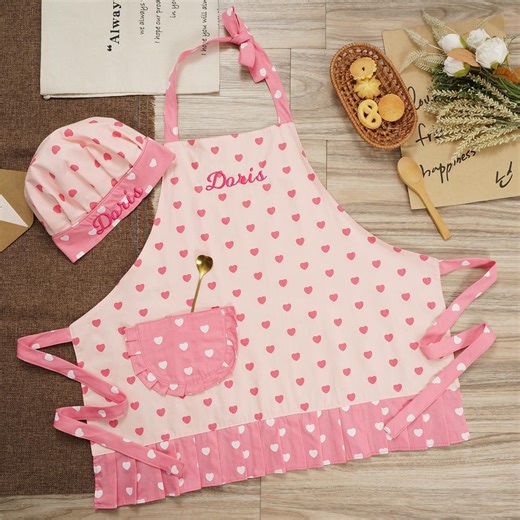 Personalized Heart Kids Apron With Chef Hat, Ruffle Trim Baking Gift for Little Chefs - Etsy