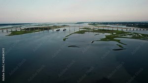 Aerial footage of the Bogue sound in eastern north carolina