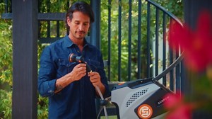 SUNPOW Retractable Garden Hose Reel - 1/2 inch x 50ft Wall Mounted Hose Reel with 3/4 inch Brass Fitting & 10 Function Sprayer Nozzle - Any Length Lock, Auto Rewind System, 180°Swivel Bracket - Grey