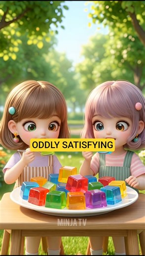 Satisfying Jelly ASMR 🍬 Cute Sisters Eating Sounds | AI Animation