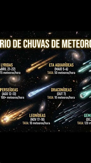 Calendário de Chuvas de Meteoros 2026: Datas e Melhores Horários #astronomia #universo #nasa #lua