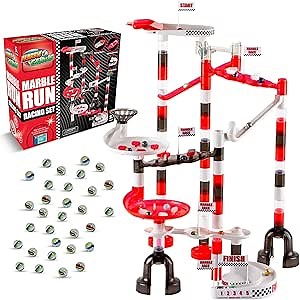 Marble Genius Marble Run Racing Set: 125-Piece Marble Run Racing Set Toys for Kids, Marbles Maze Tower Building Blocks, Marbles Race Track Rolling Game, Educational Learning STEM Toy Gift