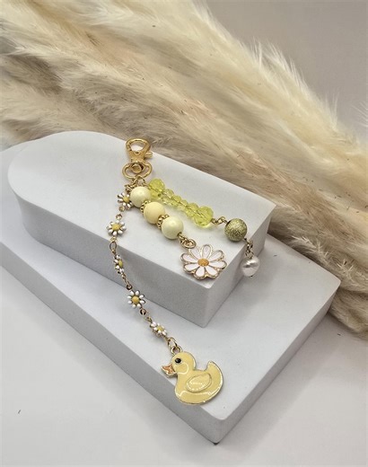 Enamel Duck Bag Charm – Pearl Accent, Glass Beads - Etsy