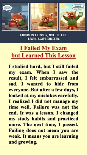 English reading practice for beginners | I Failed My Exam but Learned This Lesson