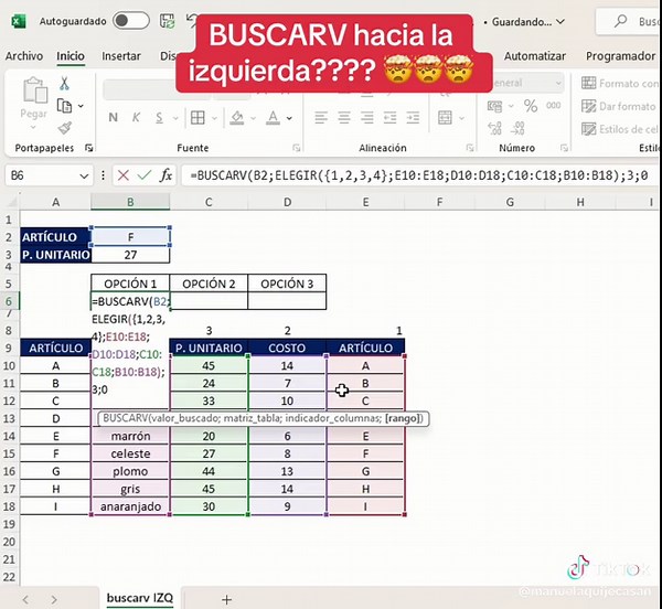 Cómo usar BUSCARV hacia la izquierda en Excel