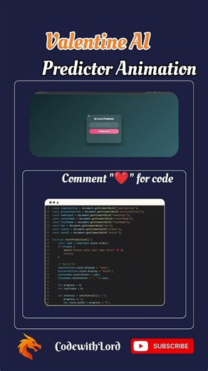 Valentine AI Love Predictor Animation ❤️ | HTML CSS JavaScript Project