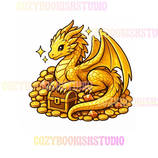 Golden Dragon Sticker – Fantasy Treasure Chest Vinyl Decal - Etsy