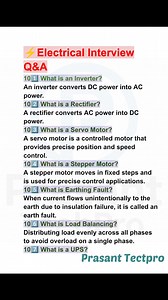 Electrical interview questions and answers #electrician #Technology #mechanical #electrical | Prasant TechPro