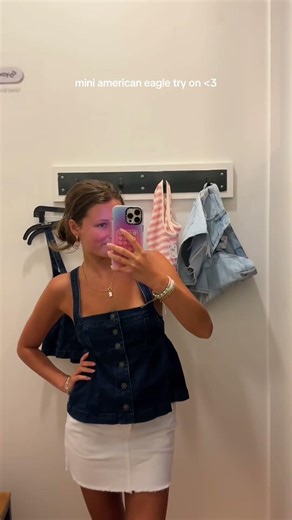 i think i need to order the denim top American Eagle #tryon #haul #summer