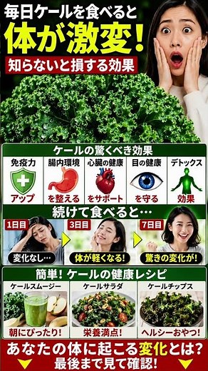 毎日ケールを食べると体に何が起こる？7日後の変化に驚くかも…｜健康効果・栄養・簡単レシピ